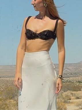 AYTAO Brown Ribbed Underwire Bandeau Bra Top Size S